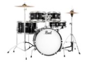 Pearl Roadshow Jr. 5-pc. Drum Set w/Hardware and Cymbals | Jet Black 1610/1308/1055/0805/1204