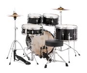 Pearl Roadshow Jr. 5-pc. Drum Set w/Hardware and Cymbals | Jet Black 1610/1308/1055/0805/1204