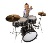 Pearl Roadshow Jr. 5-pc. Drum Set w/Hardware and Cymbals | Jet Black 1610/1308/1055/0805/1204