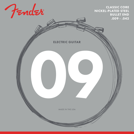 Fender Classic Core Electric Guitar Strings, Nickel-Plated Steel, Bullet Ends