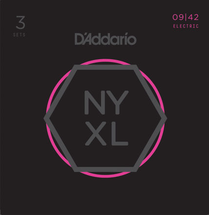 D'Addario NYXL0942-3P Nickel Wound Electric Guitar Strings, Super Light, 9-42, 3 Sets