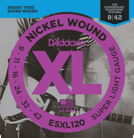 D'Addario ESXL120 Nickel Wound Electric Guitar Strings, Super Light, Double Ball End, 09-42