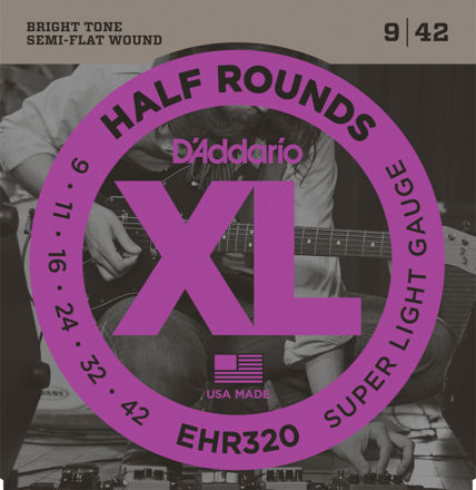 D'Addario EHR320 Half Round Electric Guitar Strings, Super Light, 9-42