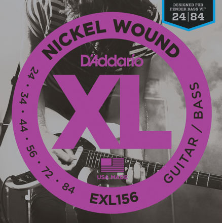 D'Addario EXL156 Nickel Wound Electric Guitar/Nickel Wound Bass Strings, Fender Nickel Wound Bass VI, 24-84