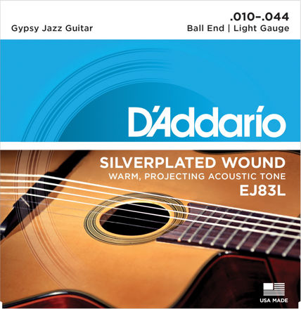 D'Addario EJ83L Gypsy Jazz Acoustic Guitar Strings, Ball End, Light, 10-44