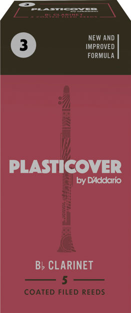 Plasticover by D'Addario Bb Clarinet Reeds, Strength 3, 5-pack