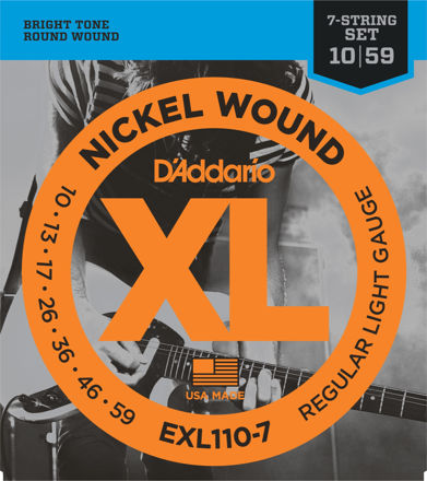 D'Addario EXL110-7 7-String Nickel Wound Electric Guitar Strings, Regular  Light, 10-59