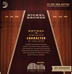 D'Addario NB1256 Nickel Bronze Acoustic Guitar Strings, Light Top / Med Bottom, 12-56