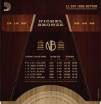 D'Addario NB1256 Nickel Bronze Acoustic Guitar Strings, Light Top / Med Bottom, 12-56