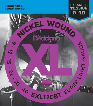 D'Addario EXL120BT Nickel Wound Electric Guitar Strings, Balanced Tension Super Light, 09-40