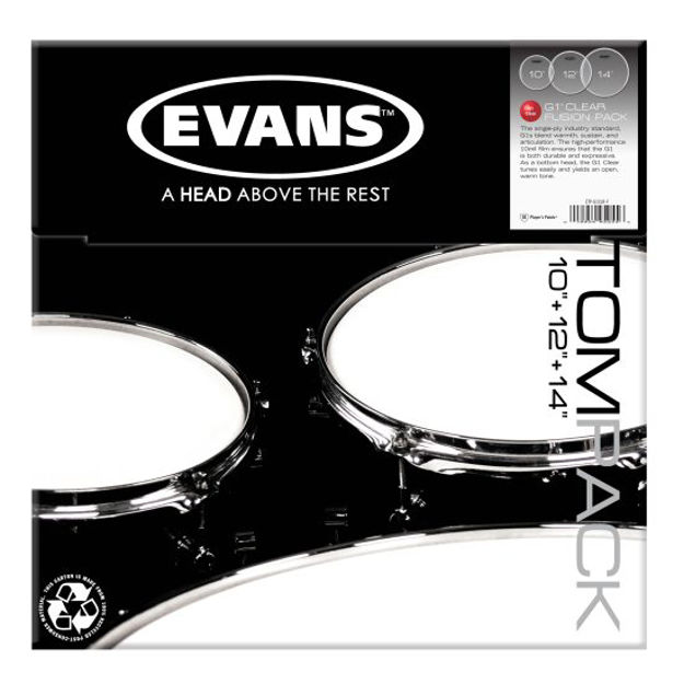 Evans G1 Tompack Clear, Fusion (10 inch ,12 inch, 14 inch)