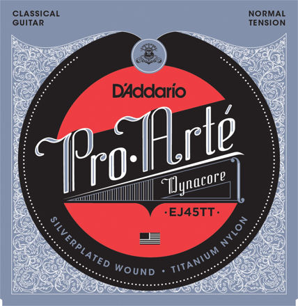 D'Addario EJ45TT ProArte Dynacore Classical Guitar Strings, Titanium Trebles, Normal Tension