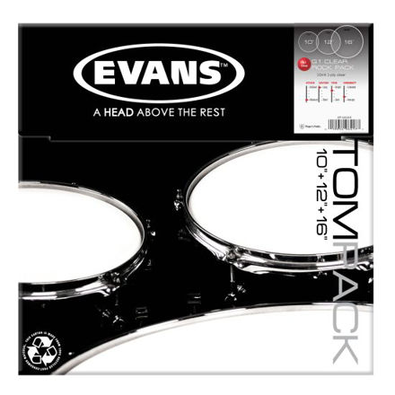 Evans G1 Tompack Clear, Rock (10 inch, 12 inch, 16 inch)