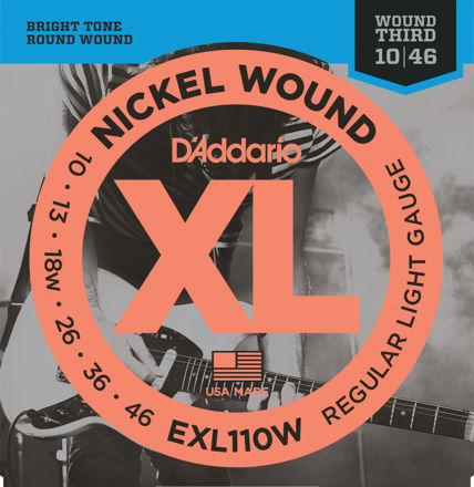 D'Addario EXL110W Nickel Wound Electric Guitar Strings, Regular Light, Wound 3rd, 10-46