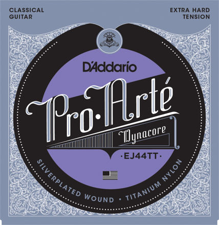 D'Addario EJ44TT ProArte Dynacore Classical Guitar Strings, Titanium Trebles, Extra-Hard Tension