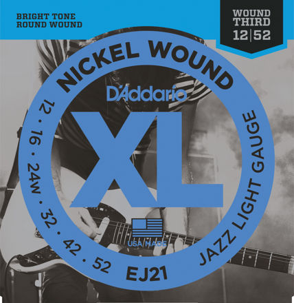 D'Addario EJ21 Nickel Wound Electric Guitar Strings, Jazz Light, 12-52