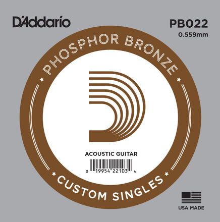 D'Addario PB022 Phosphor Bronze Wound Acoustic Guitar Single String, .022