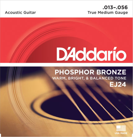 D'Addario EJ24 Phosphor Bronze Acoustic Guitar Strings, True Medium, 13-56