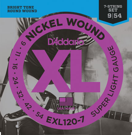 D'Addario EXL120-7 Nickel Wound 7-String Electric Guitar Strings, Super Light, 09-54