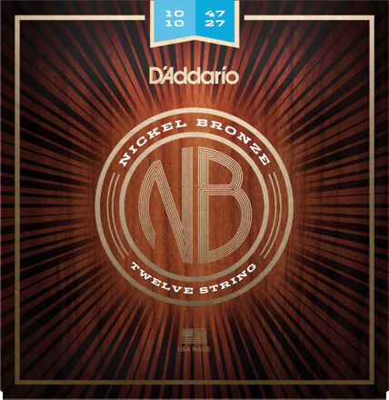 D'Addario NB1047-12 Nickel Bronze Acoustic Guitar Strings, 12-String, Light 10-47