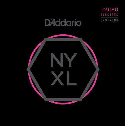 D'Addario NYXL0980 Nickel Wound 8-String Electric Guitar Strings, Super Light, 09-80