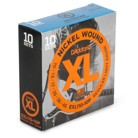 D'Addario EXL110-10P Nickel Wound Electric Guitar Strings, Regular Light, 10-46, 10 Sets