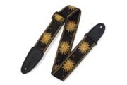 Levy's MPJG-SUN-BLK | Black Guitar Straps Prints Series  2" Wide Black Jacquard Guitar Strap.