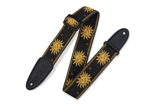 Levy's MPJG-SUN-BLK | Black Guitar Straps Prints Series  2" Wide Black Jacquard Guitar Strap.