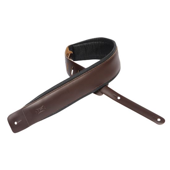 Levy's DM1PD-DBR | Padded Top-Grain Leather Dark Brown  Guitar Straps, Bass Guitar Straps Classics Series