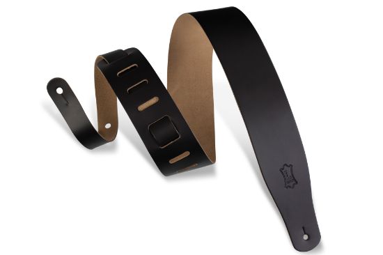 Levy's M26-BLK | Classic Standard Leather Black Guitar Straps Classics Series  2 1/2" Wide Black Top Grain