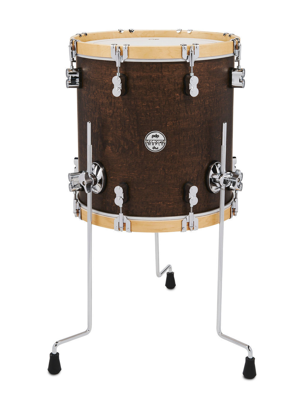 PDP Concept Classic 14x14 Walnut Stain Floor Tom with Natural Stain Wood Hoops