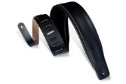Levy's DM1PD-BLK | Padded Top-Grain Leather Black Guitar Straps, Bass Guitar Straps Classics Series  3" Wid