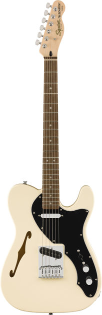 Squier Affinity Series Telecaster Thinline, Laurel Fingerboard, Black Pickguard, Olympic White