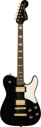 Squier Limited Edition Paranormal Troublemaker Telecaster Deluxe, Laurel Fingerboard, Parchment Pickguard, Gold Hardware, Black