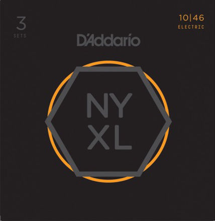 D'Addario NYXL1046-3P Nickel Wound Electric Guitar Strings, Regular Light, 10-46, 3 Sets