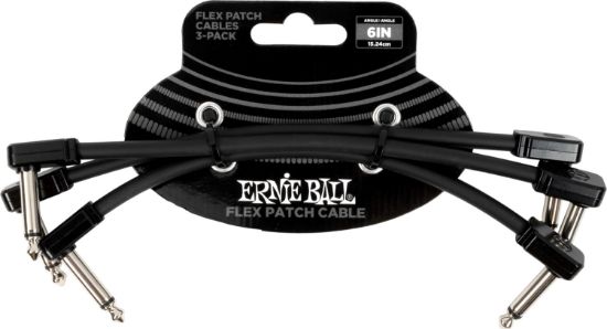 Ernie Ball 6444 Flex Patch Cable Black 15 cm 3-pack