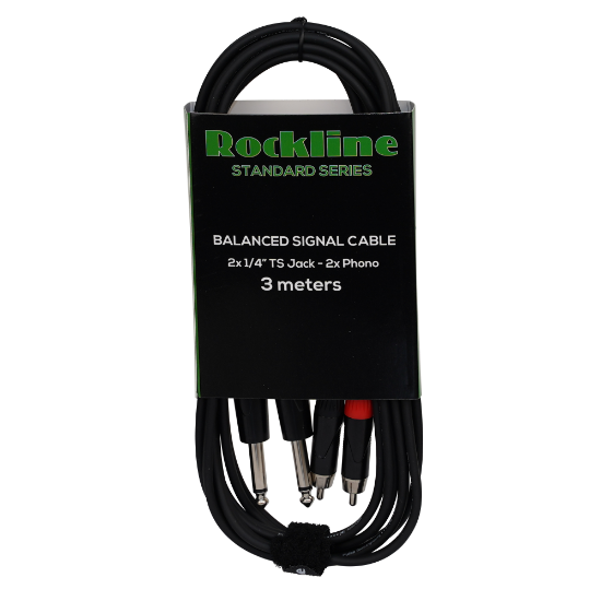 Rockline signal kabel 3m 2x TS Jack/ 2x Phono