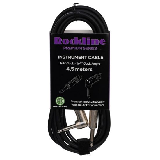 Rockline premium vinklet instrument kabel 4,5m JACK/JACK