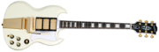 Epiphone 1963 Les Paul SG Custom med Maestro Vibrola Classic White, inkludert koffert
