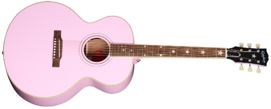 Epiphone J-180 LS pink, inkludert koffert