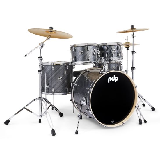 PDP Komplett 5-trommers trommesett i TW Graphite med 3-pack Paiste 101 cymbaler og komplett hardware pakke