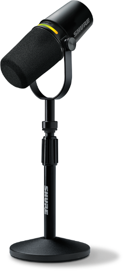Shure XLR/USB Speech Microphone, Podcast Kit Black + Stand