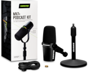 Shure XLR/USB Speech Microphone, Podcast Kit Black + Stand