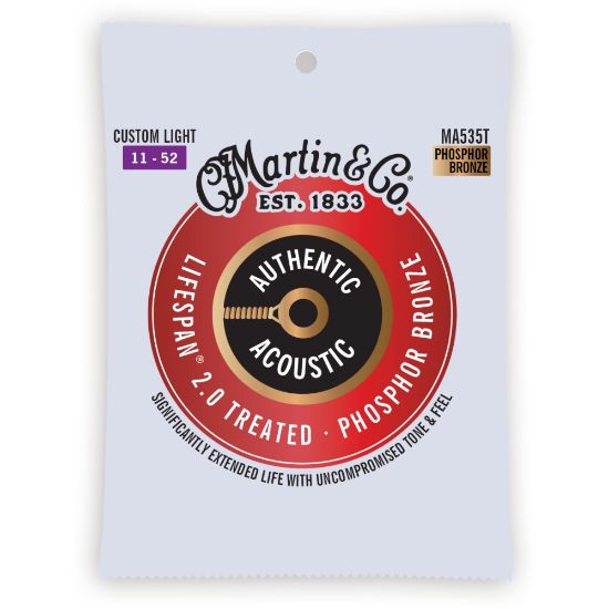 Martin MA535T Authentic Acoustic Lifespan 2.0 Strings 92/8 Phosphor Bronze - Custom Light