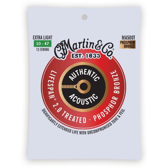 Martin MA500T Authentic Acoustic Lifespan 2.0 Strings 92/8 Phosphor Bronze - Extra Light 12-string