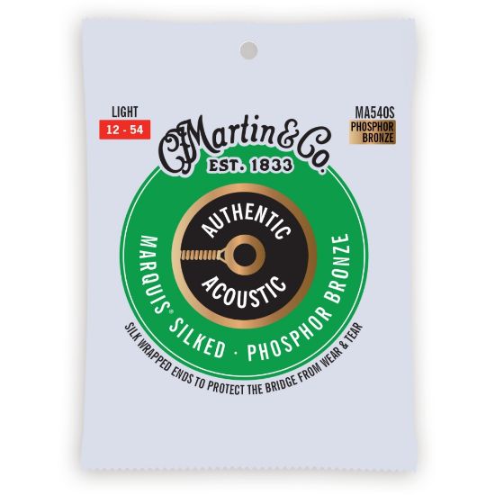 Martin MA540S Authentic Acoustic Marquis Silked Guitar Strings 92/8 Phosphor Bronze - Light