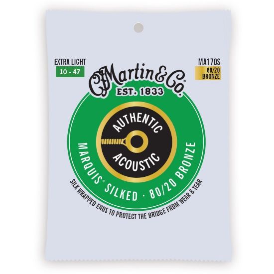 Martin MA170S Authentic Acoustic Marquis Silked Guitar Strings 80/20 Bronze - Extra Light