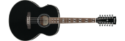 Ibanez AJ7012M1E-BK western-gitar med mikrofon, jumbo 12-strengers